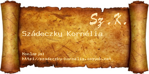 Szádeczky Kornélia névjegykártya